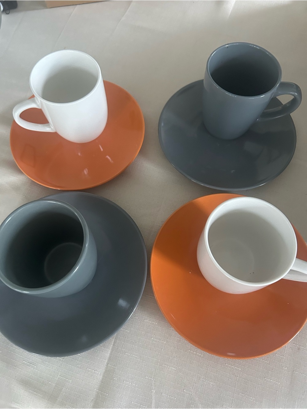 Coffee Mugs with Saucers Set (4 Sets)